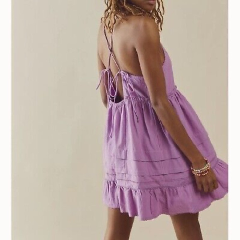 Free People NWOT Purple Pleated Mini Dress, XS